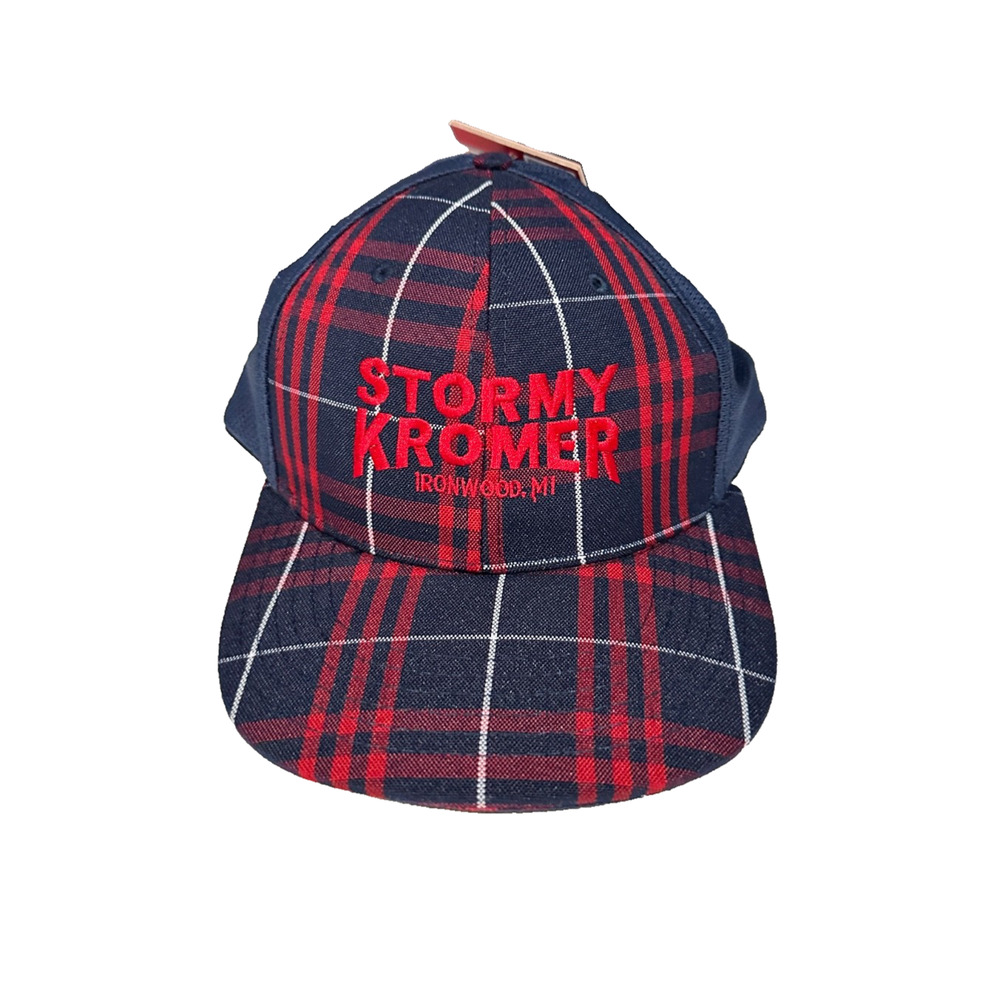 Stormy Kromer Blue Red Plaid Trucker Cap Hat One Size NEW